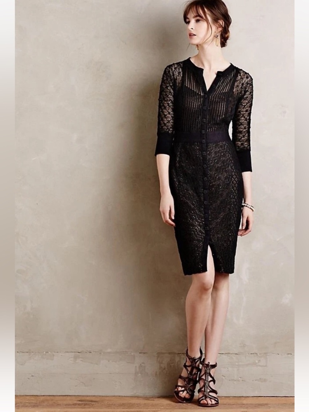 Beguile by Byron Lars Black Lace Shapewear Dress Size 0 Anthropologie